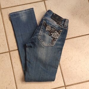 Miss Me Blue Jeans with Embellished Pocket